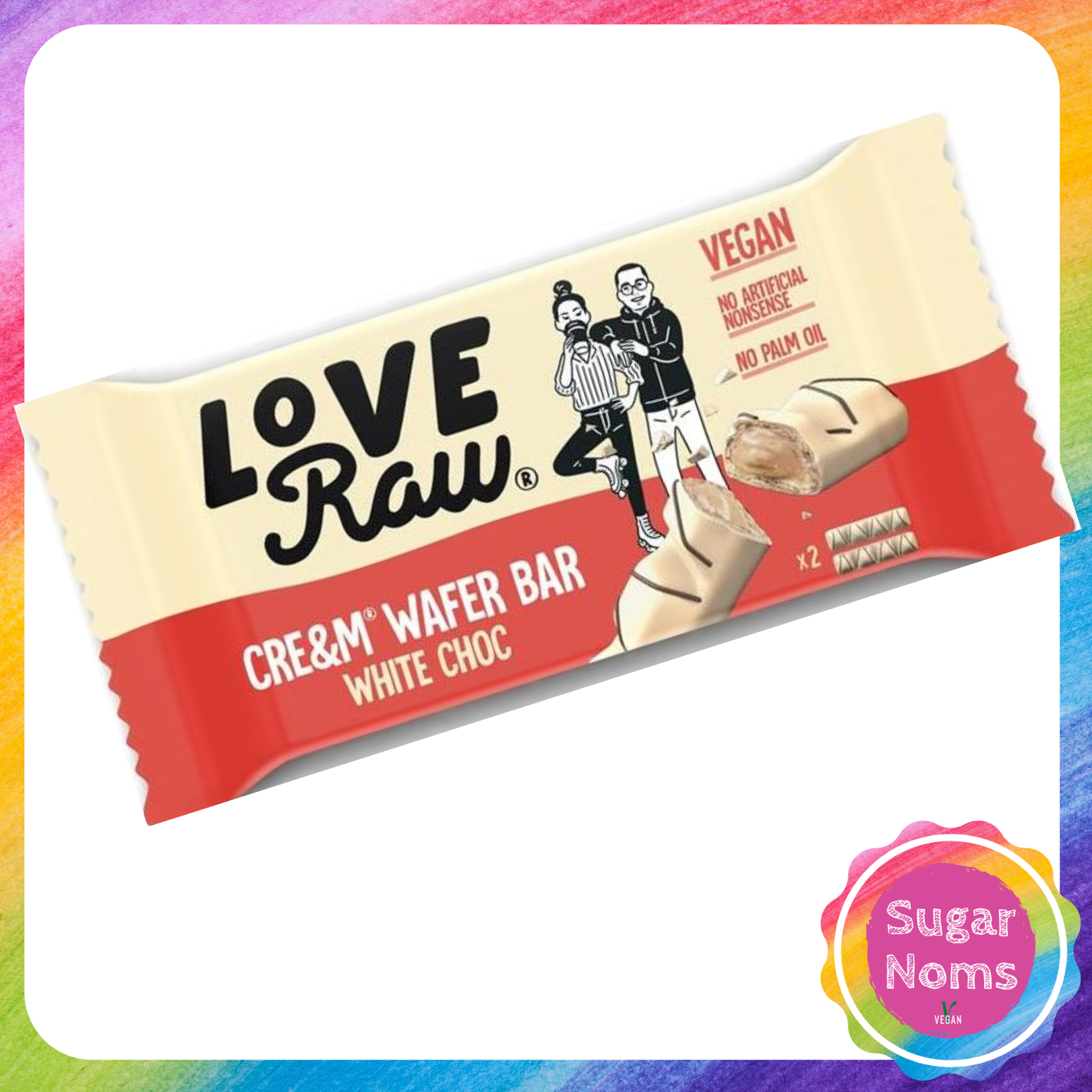 LoveRaw Cream Filled Wafer Chocolate Bar (Vegan Bueno Bar) WHITE